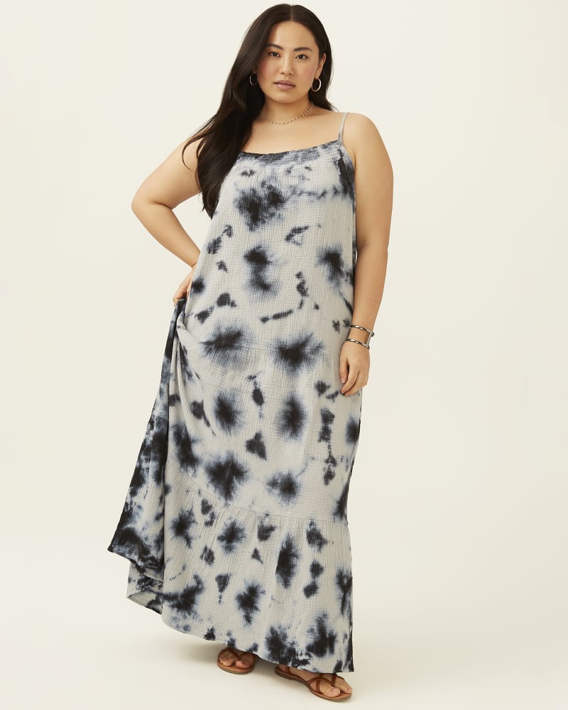 Plus size model wearing Brazilian Tie Dye Cotton Maxi Dress by Meri Skye | Dia&Co | dia_product_style_image_id:194607